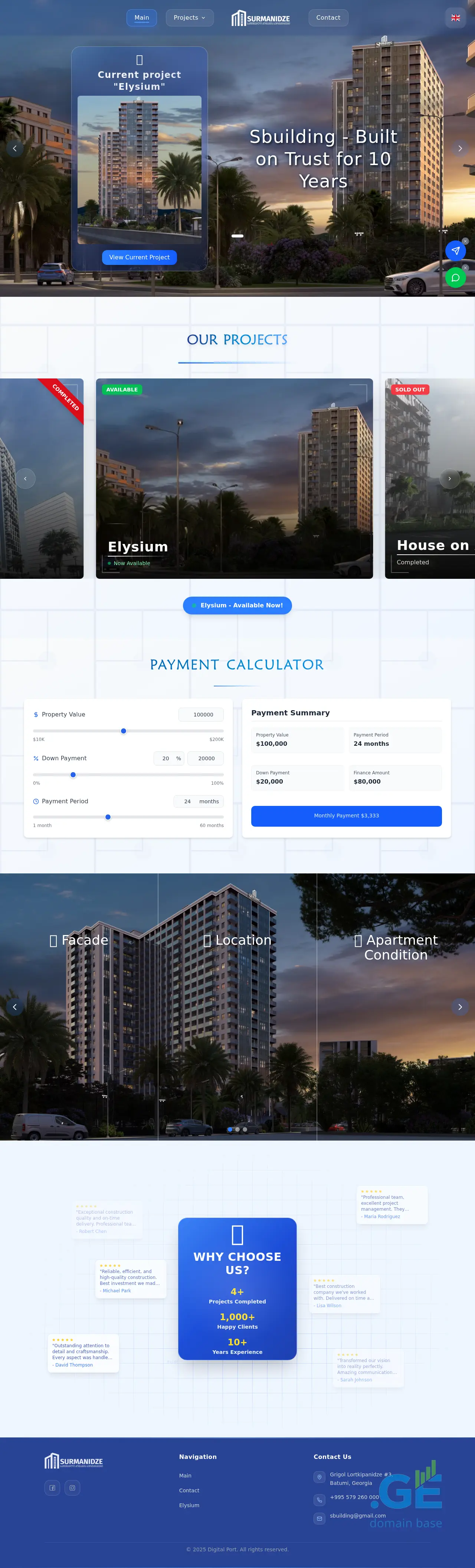 Screenshot of the site sbuilding.ge