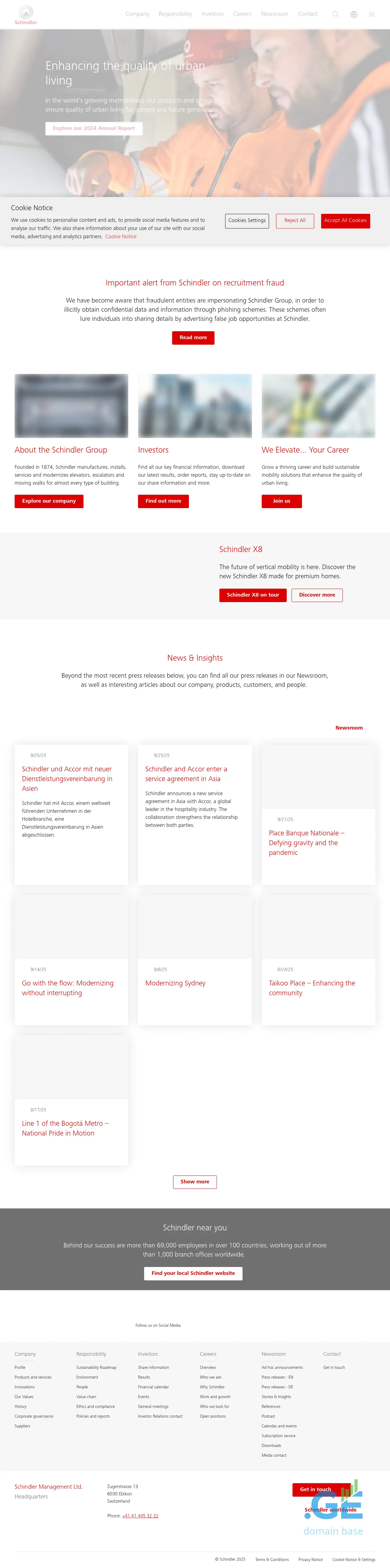 Screenshot of the site schindler.ge