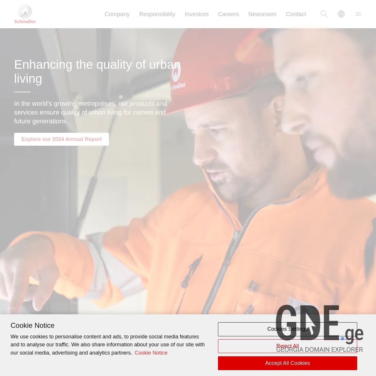 Screenshot of the site schindler.ge at 2025-12-11