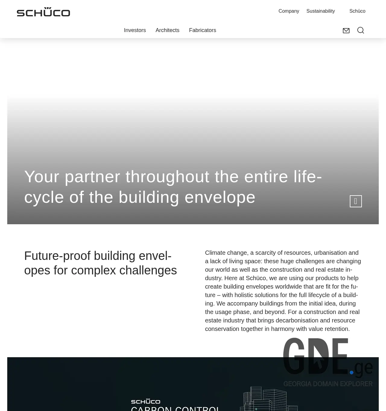 Screenshot of the site schueco.ge at 2025-12-01