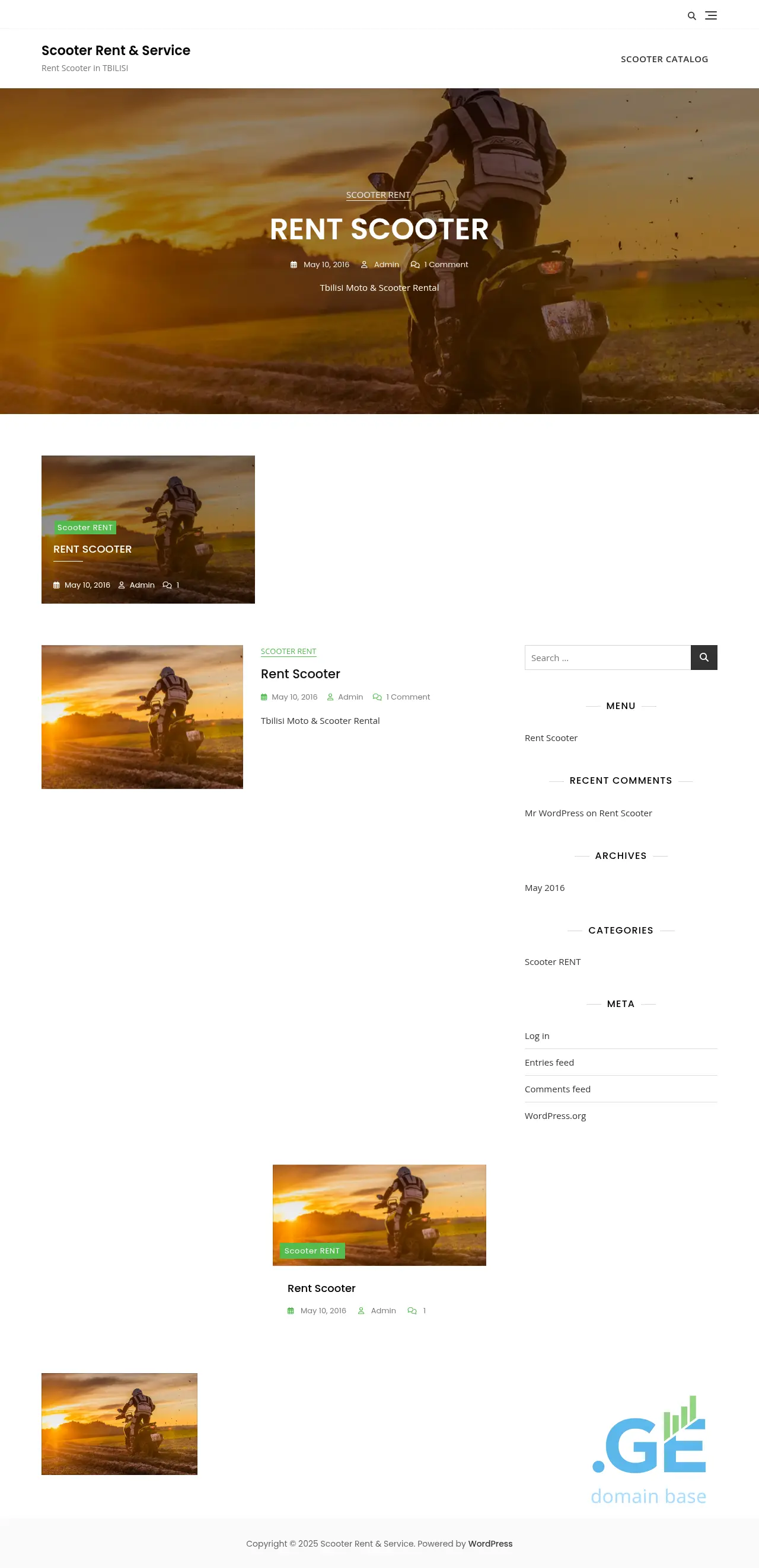 Screenshot of the site scooterservice.ge