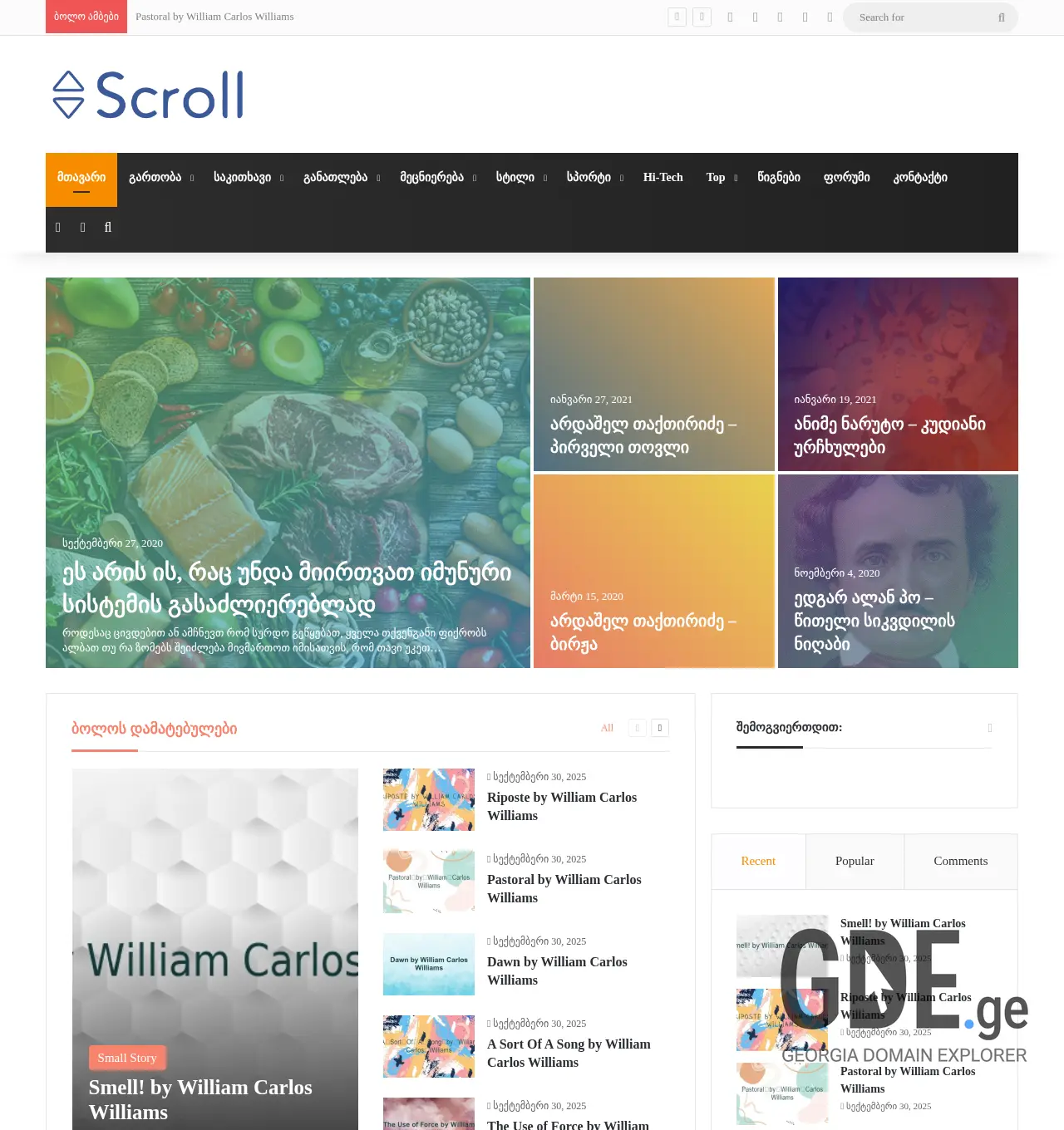 Screenshot of the site scroll.ge at 2025-11-29