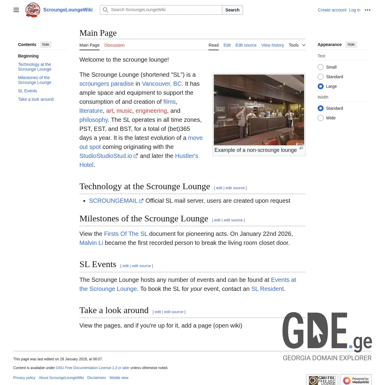 Screenshot of the site scroungeloun.ge at 2026-01-29