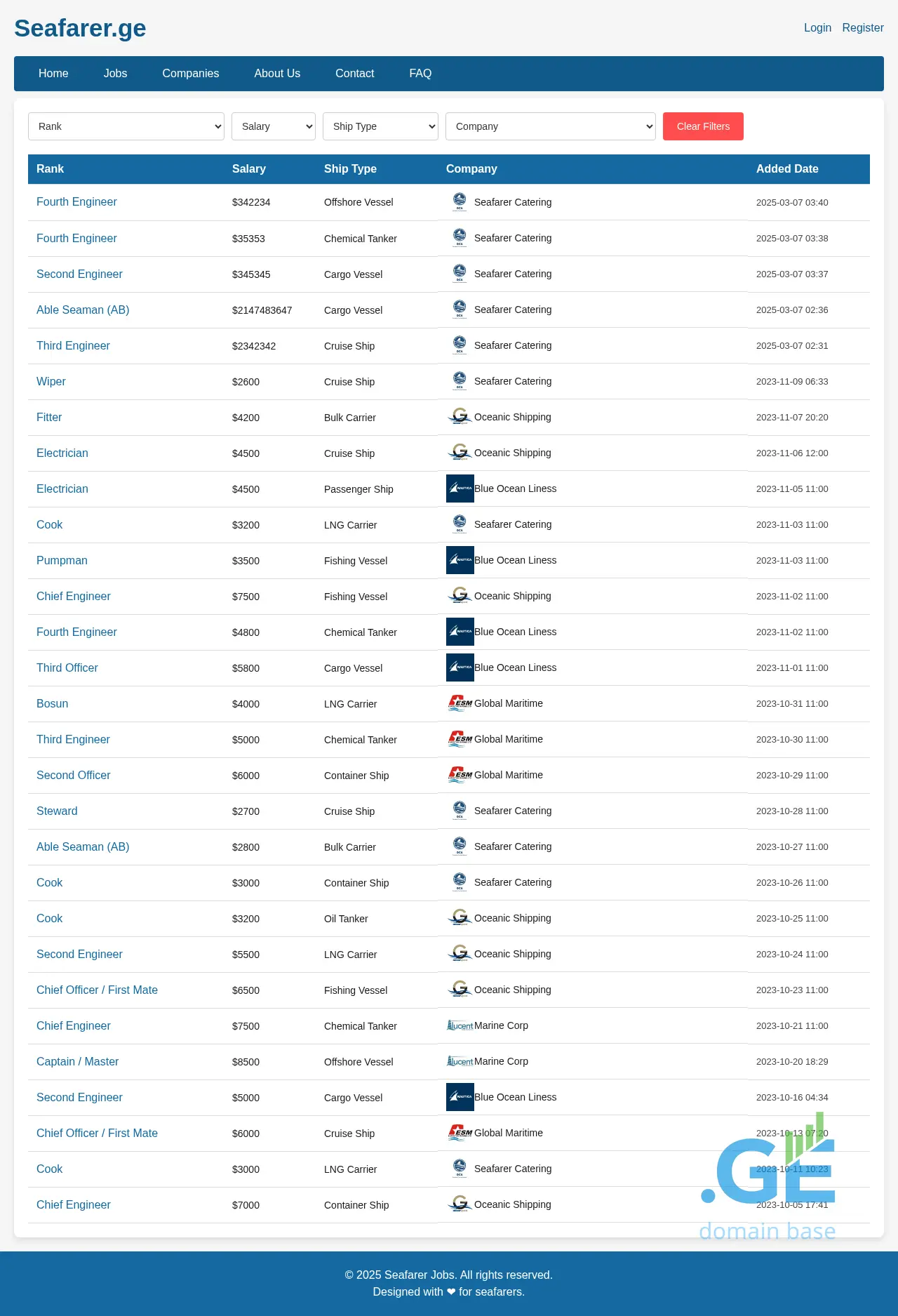 Screenshot of the site seafarer.ge
