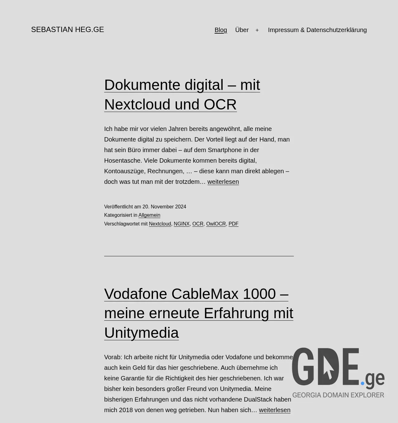 Screenshot of the site sebastianheg.ge at 2025-12-03