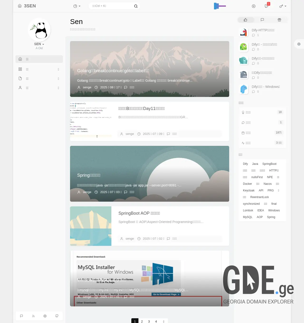 Screenshot of the site sen.ge at 2025-12-01