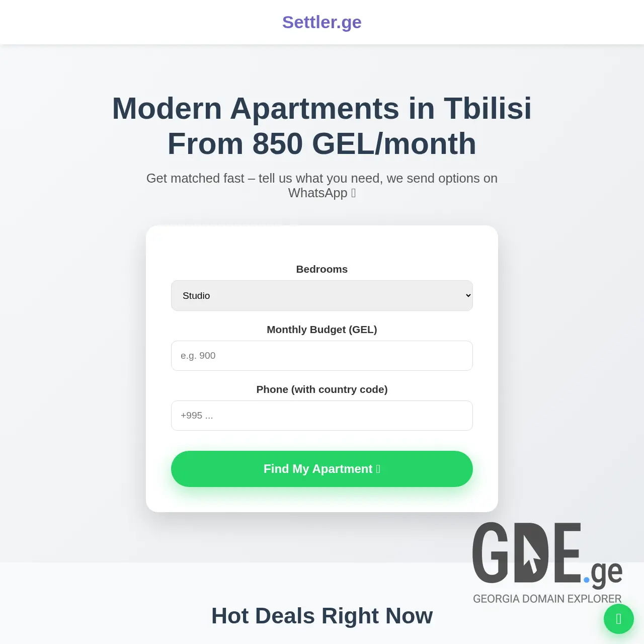 Screenshot of the site settler.ge at 2025-12-17