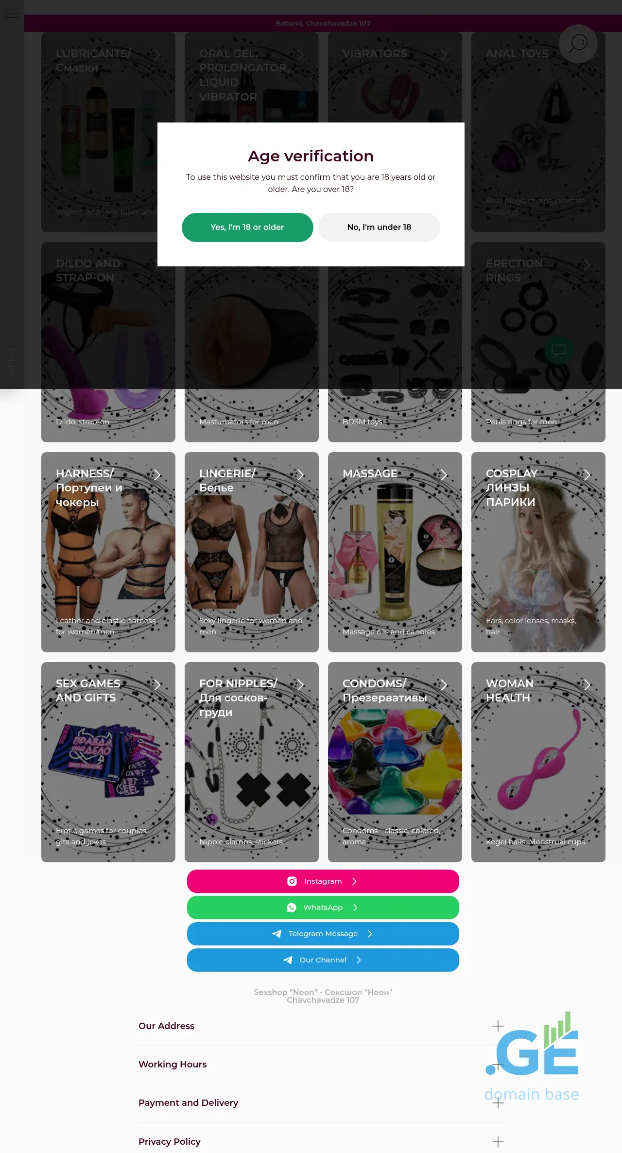 Screenshot of the site sexshop-neon.ge