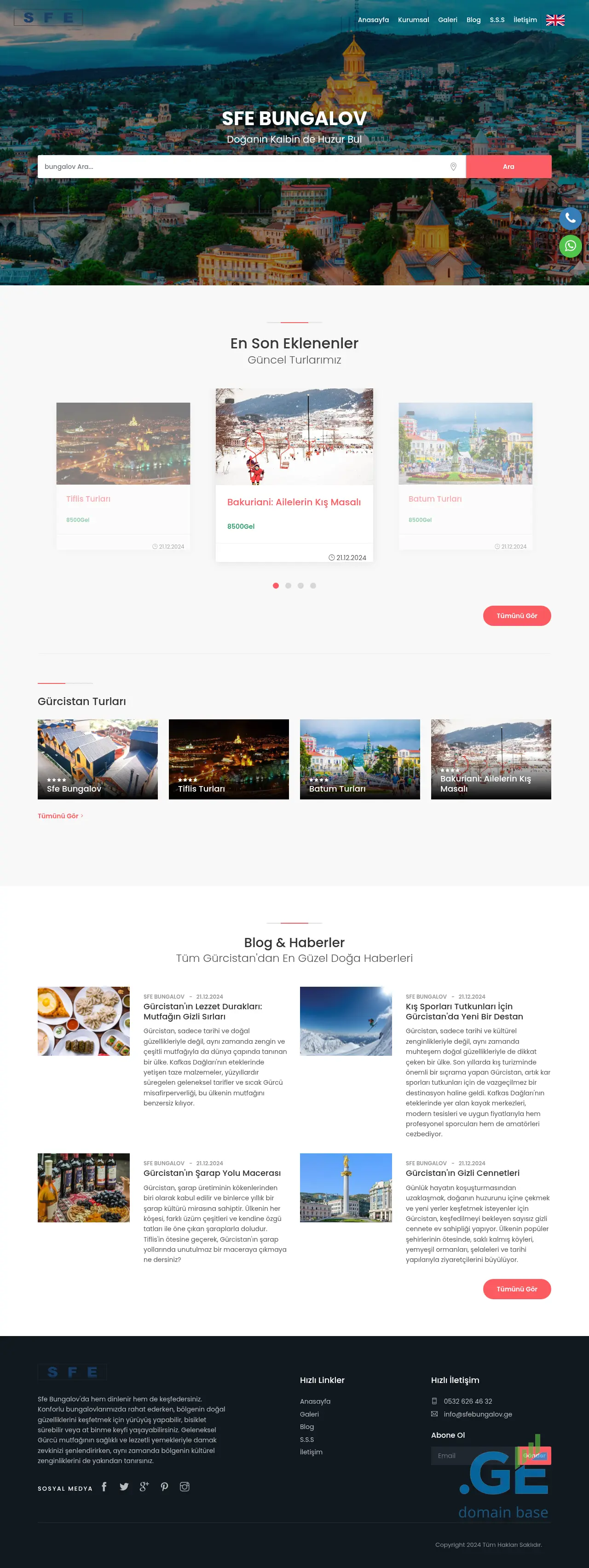Screenshot of the site sfebungalov.ge