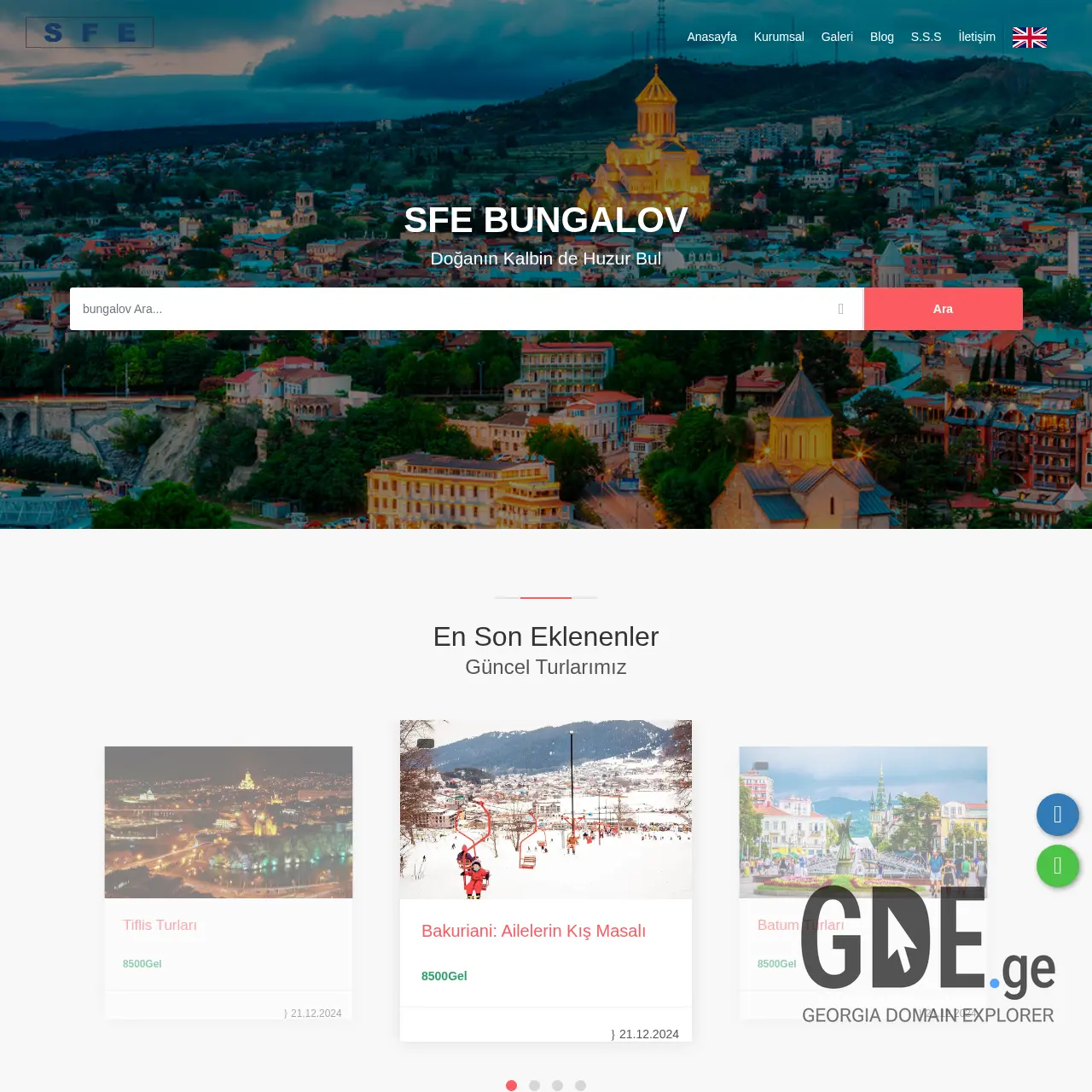 Screenshot of the site sfebungalov.ge at 2025-12-11
