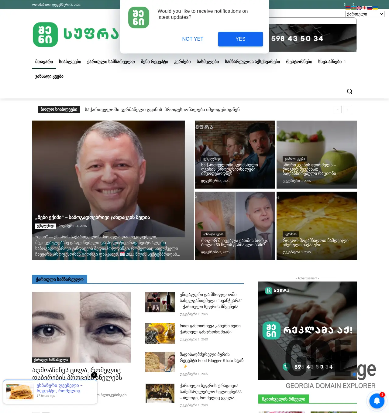 Screenshot of the site shenisupra.ge at 2025-12-03