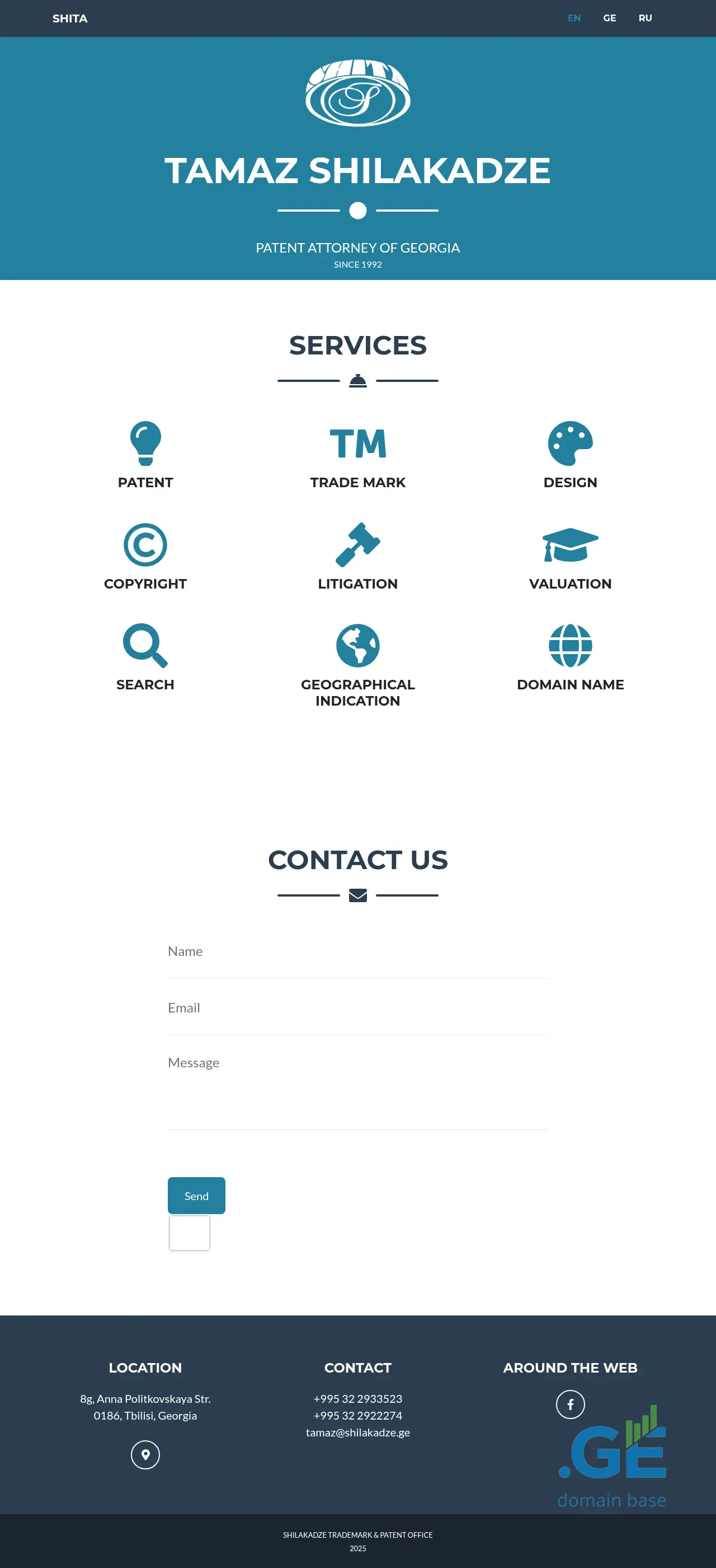 Screenshot of the site shilakadze.ge