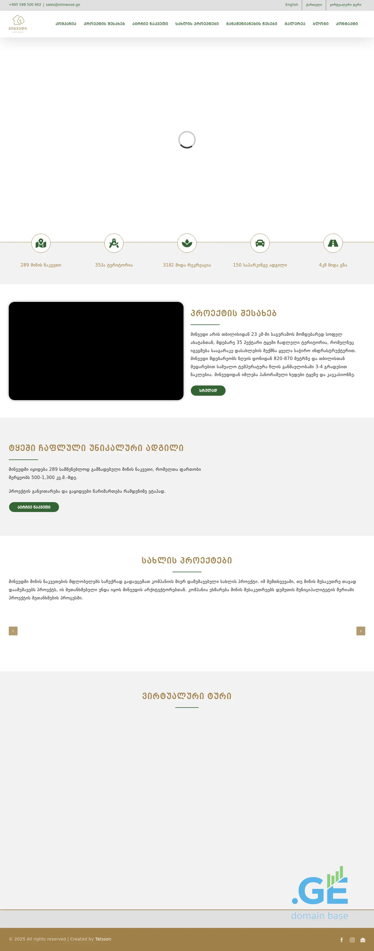 Screenshot of the site shinwood.ge