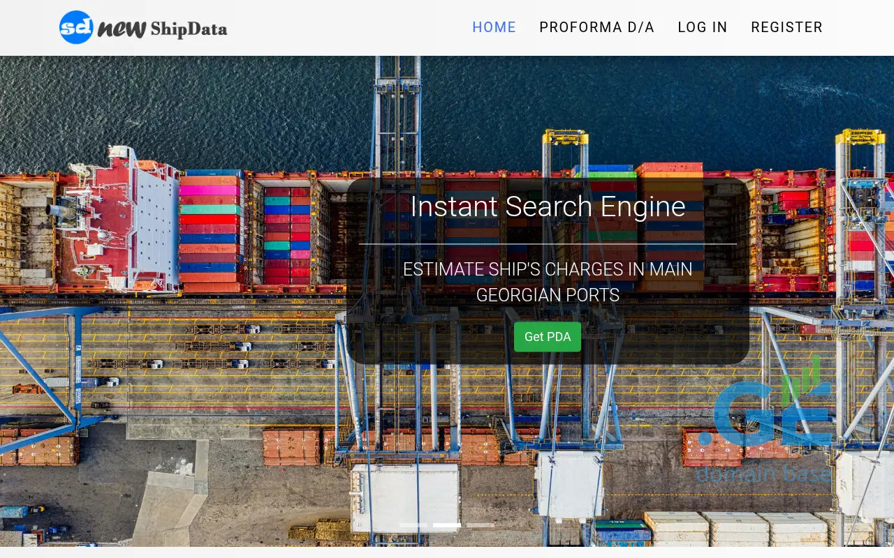 Screenshot of the site shipdata.ge