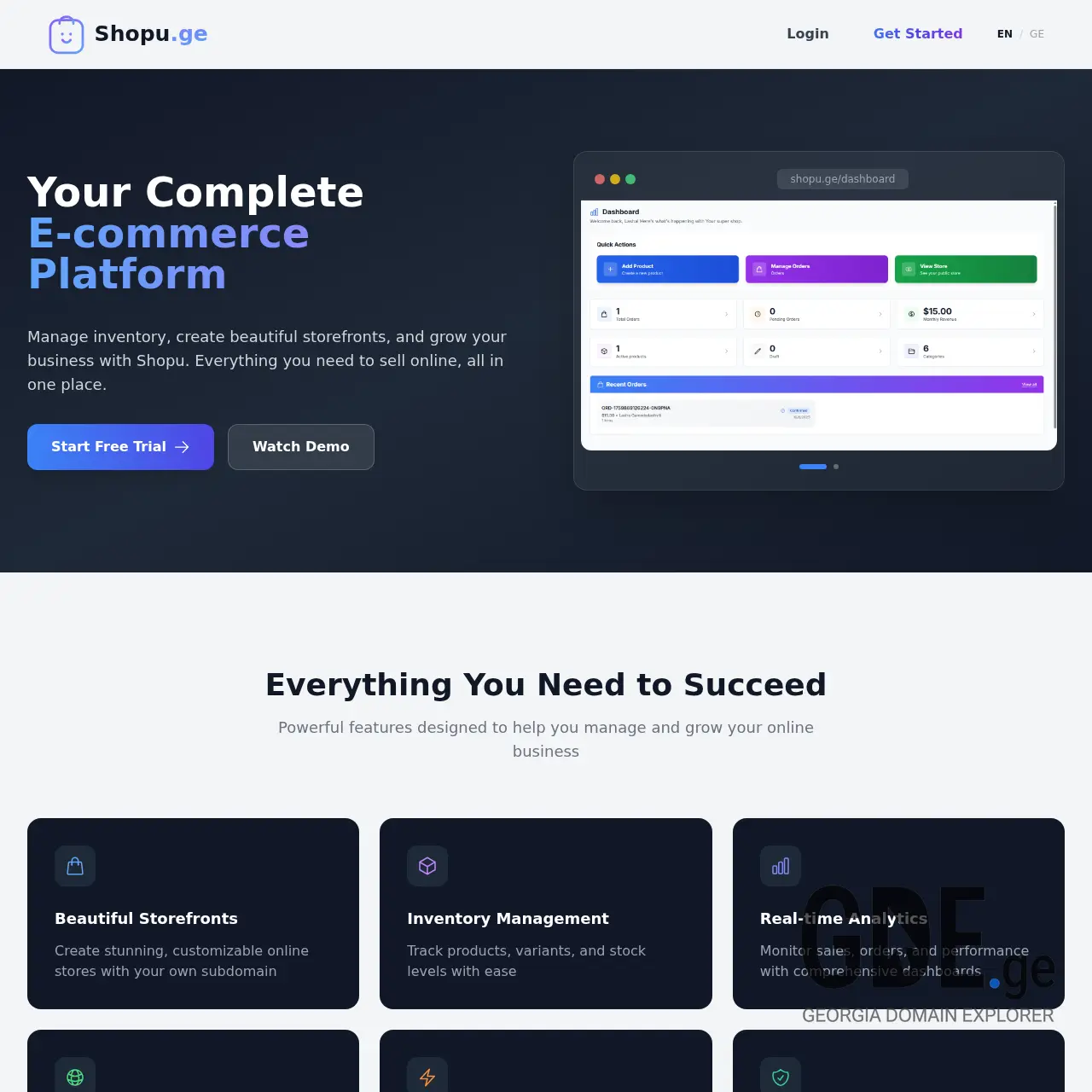 Screenshot of the site shopu.ge at 2026-01-01