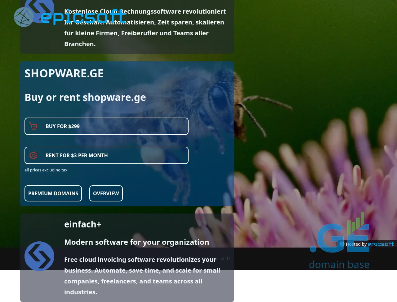 Screenshot of the site shopware.ge