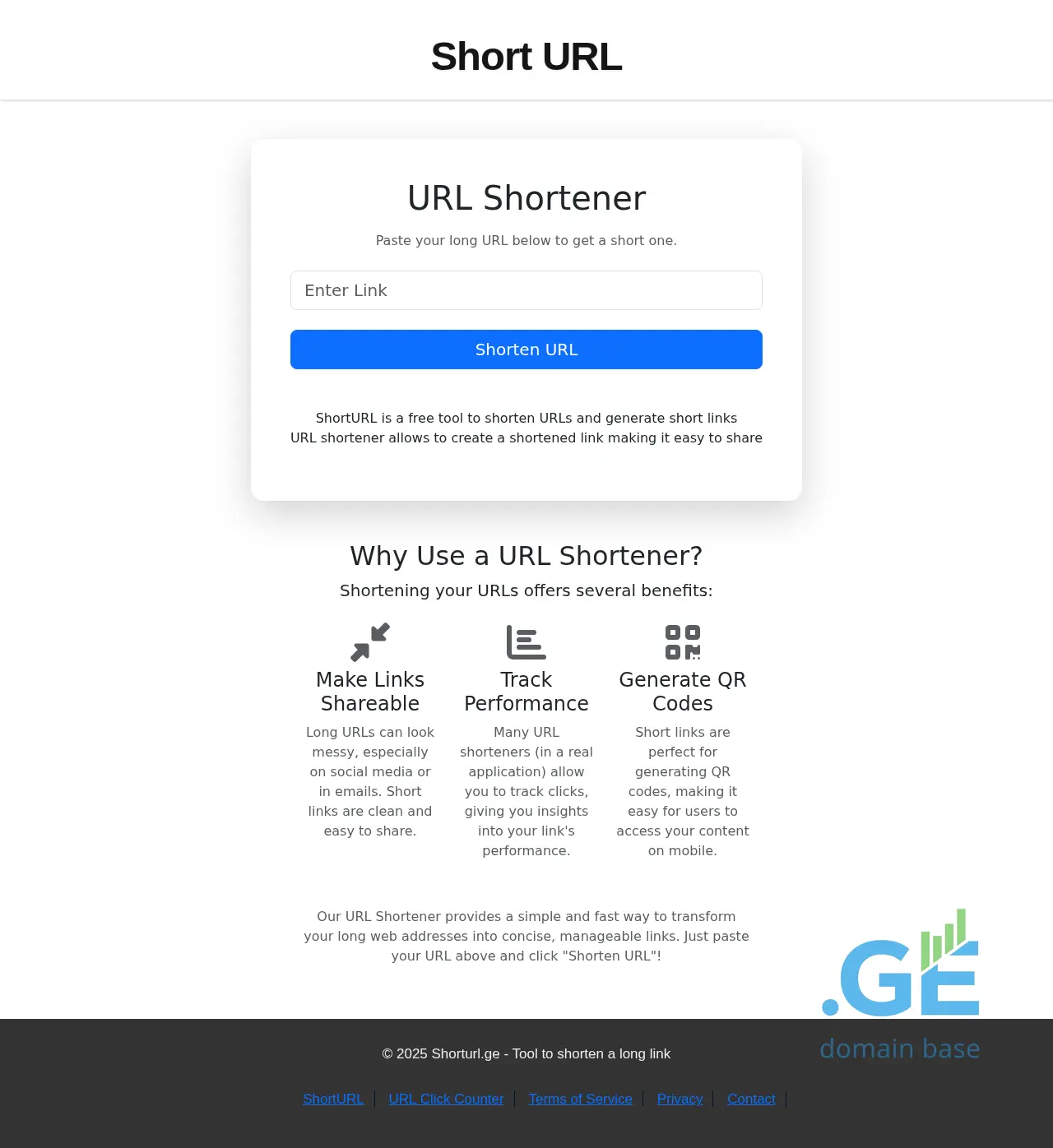 Screenshot of the site shorturl.ge
