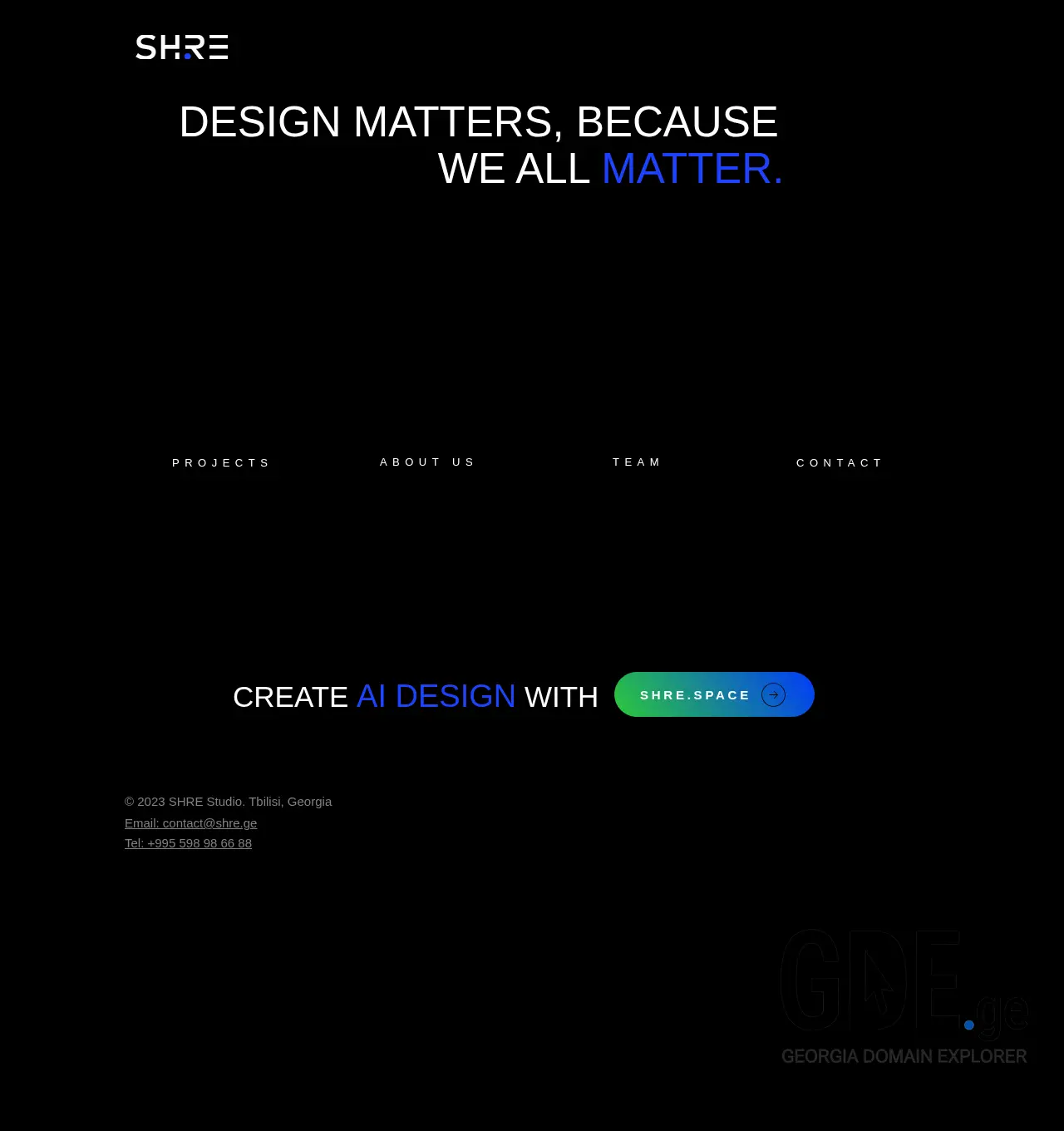 Screenshot of the site shre.ge at 2025-12-03