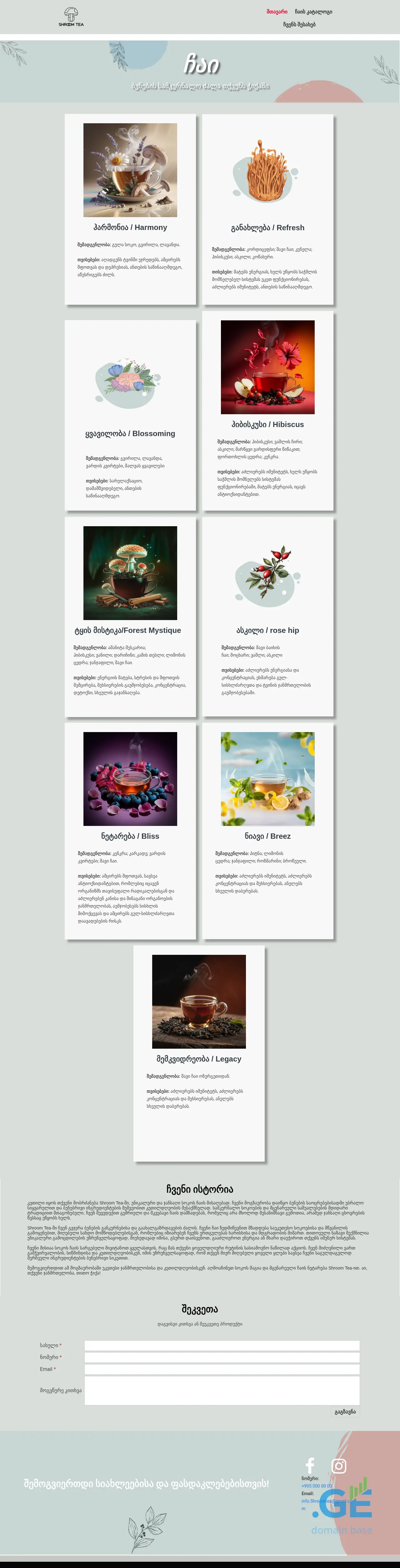 Screenshot of the site shroomtea.ge
