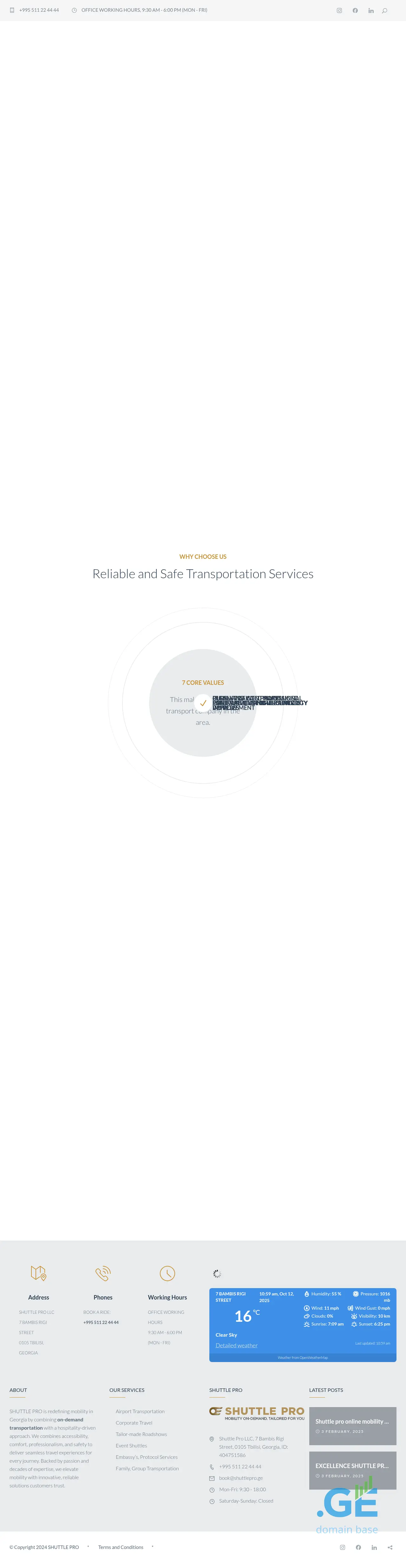 Screenshot of the site shuttlepro.ge