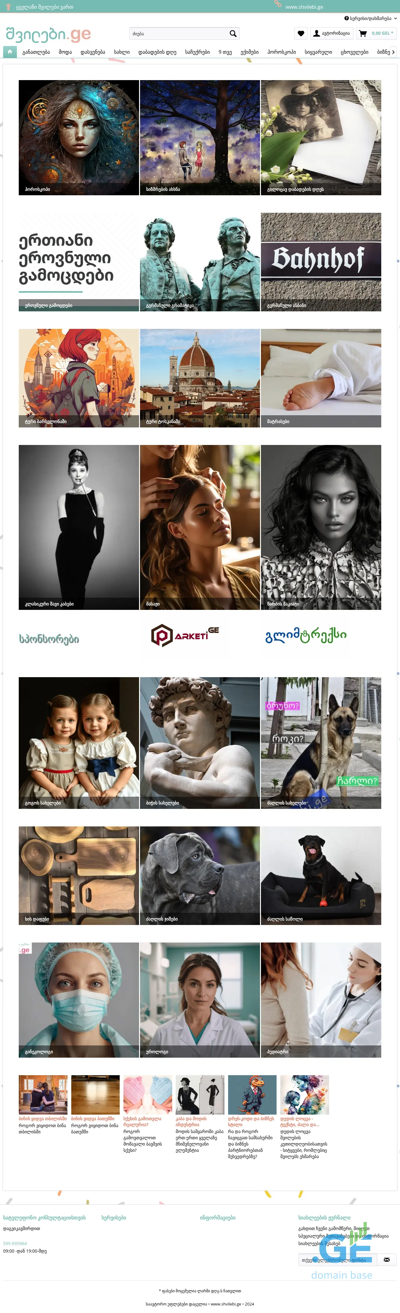 Screenshot of the site shvilebi.ge