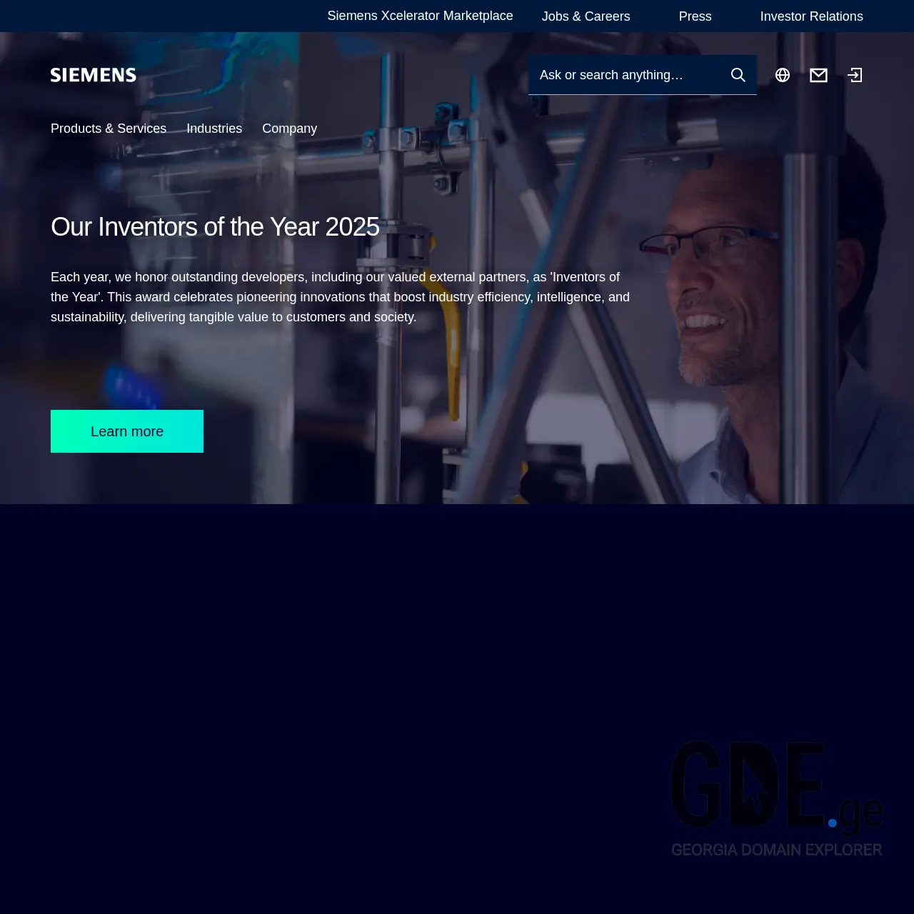 Screenshot of the site siemens.ge at 2025-12-18