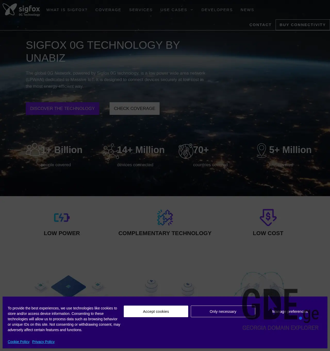 Screenshot of the site sigfox.ge at 2025-12-03