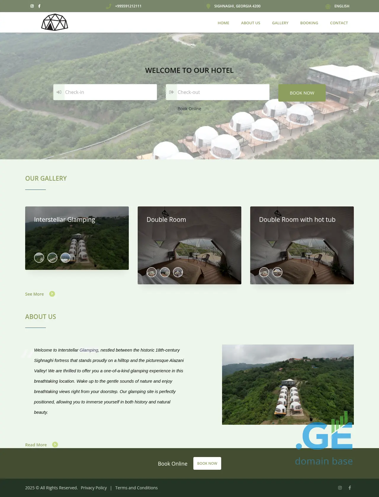 Screenshot of the site signagiglamping.ge