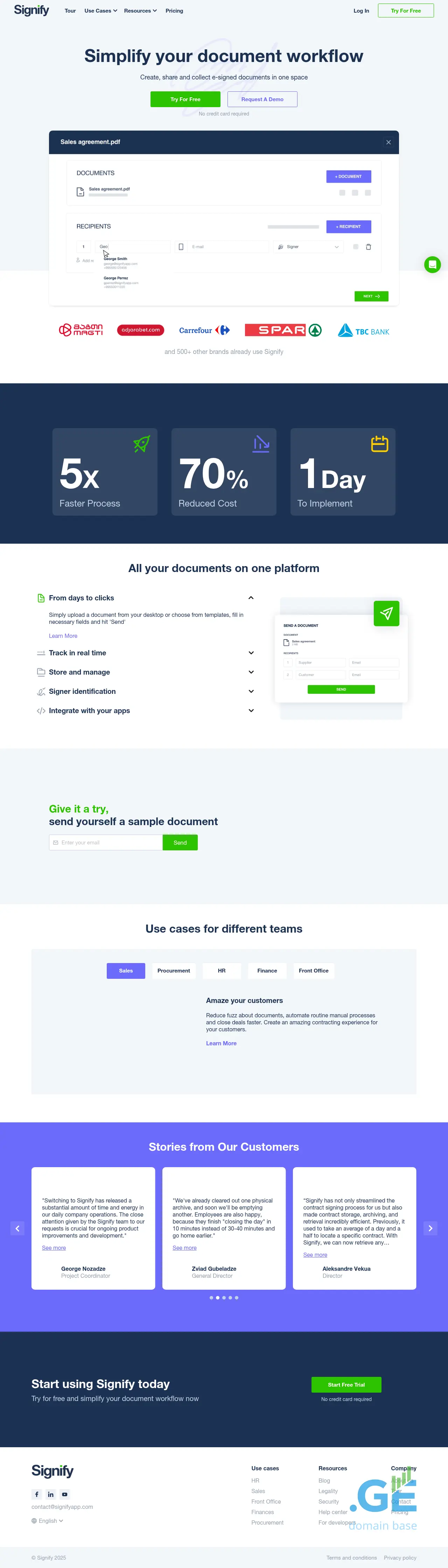 Screenshot of the site signify.ge at 2025-09-17