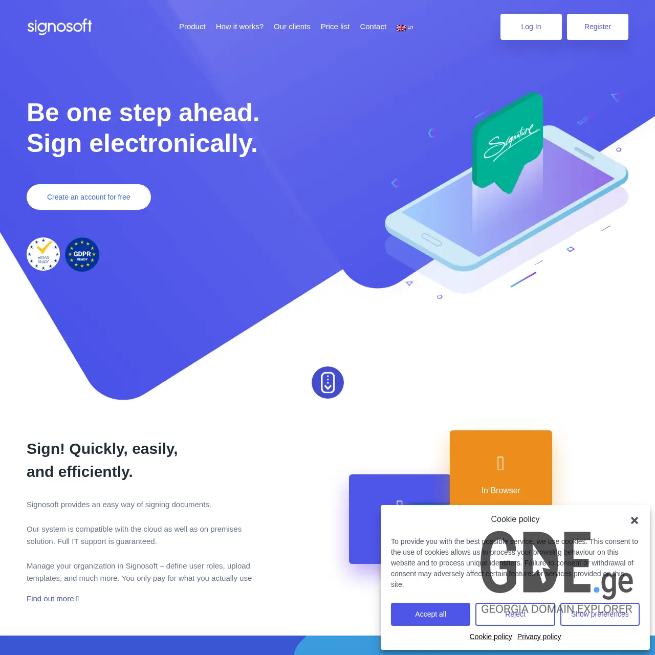 Screenshot of the site signosoft.ge at 2025-12-11