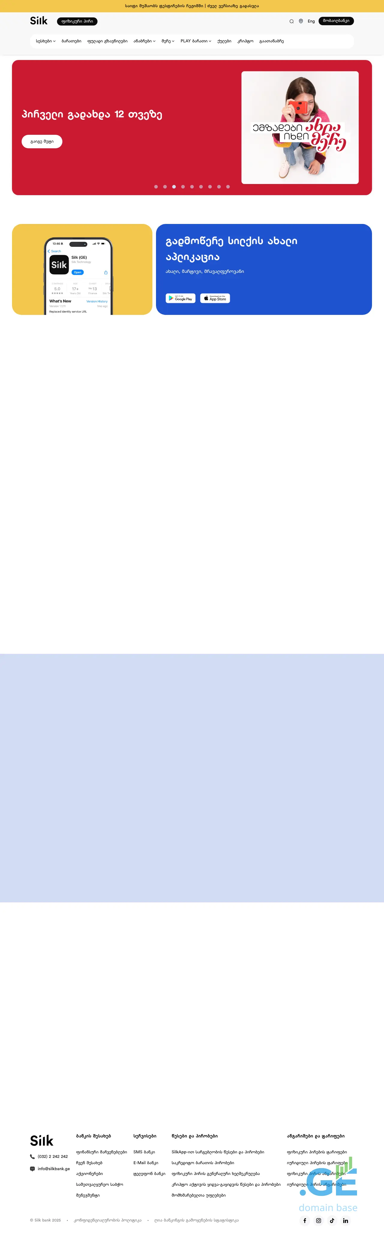 Screenshot of the site silkbank.ge