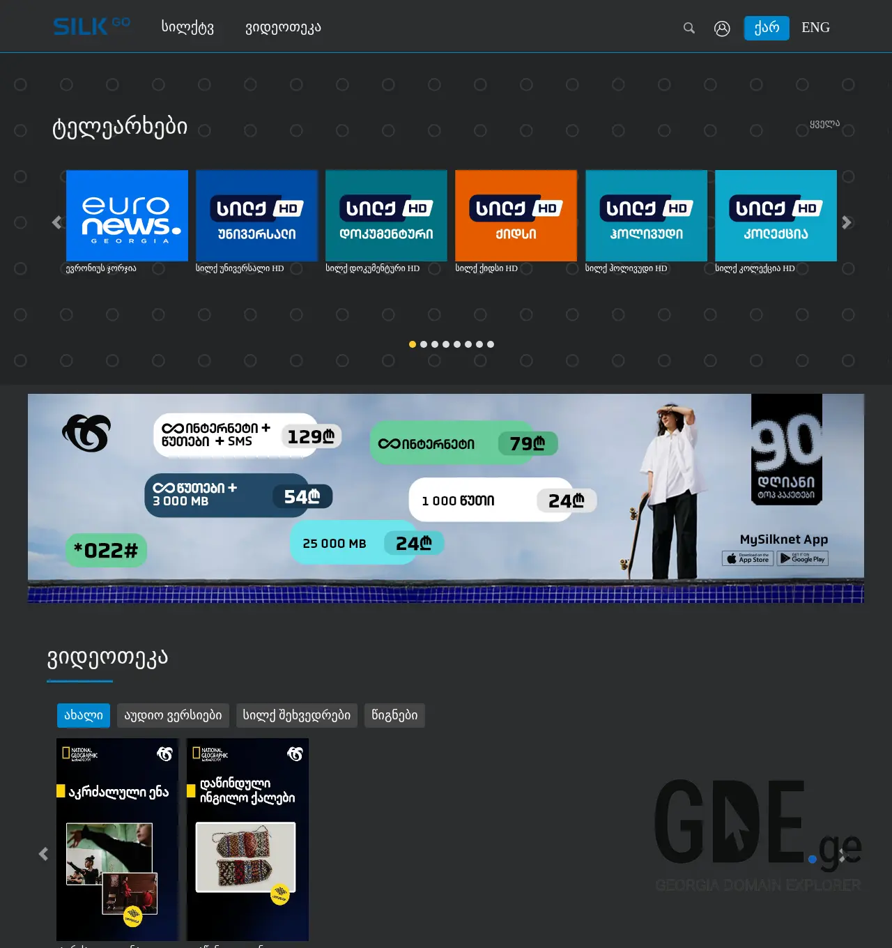 Screenshot of the site silktv.ge at 2025-12-01