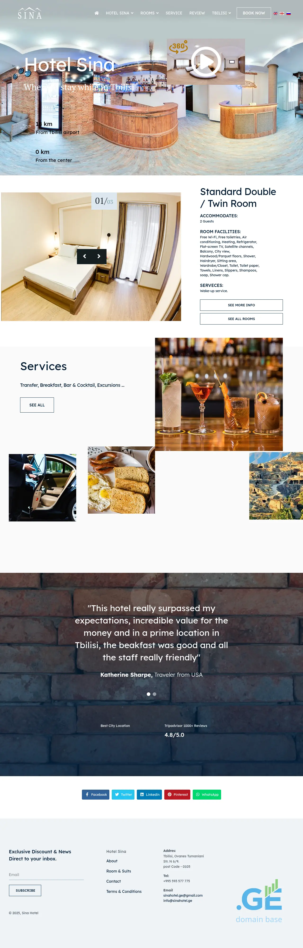 Screenshot of the site sinahotel.ge