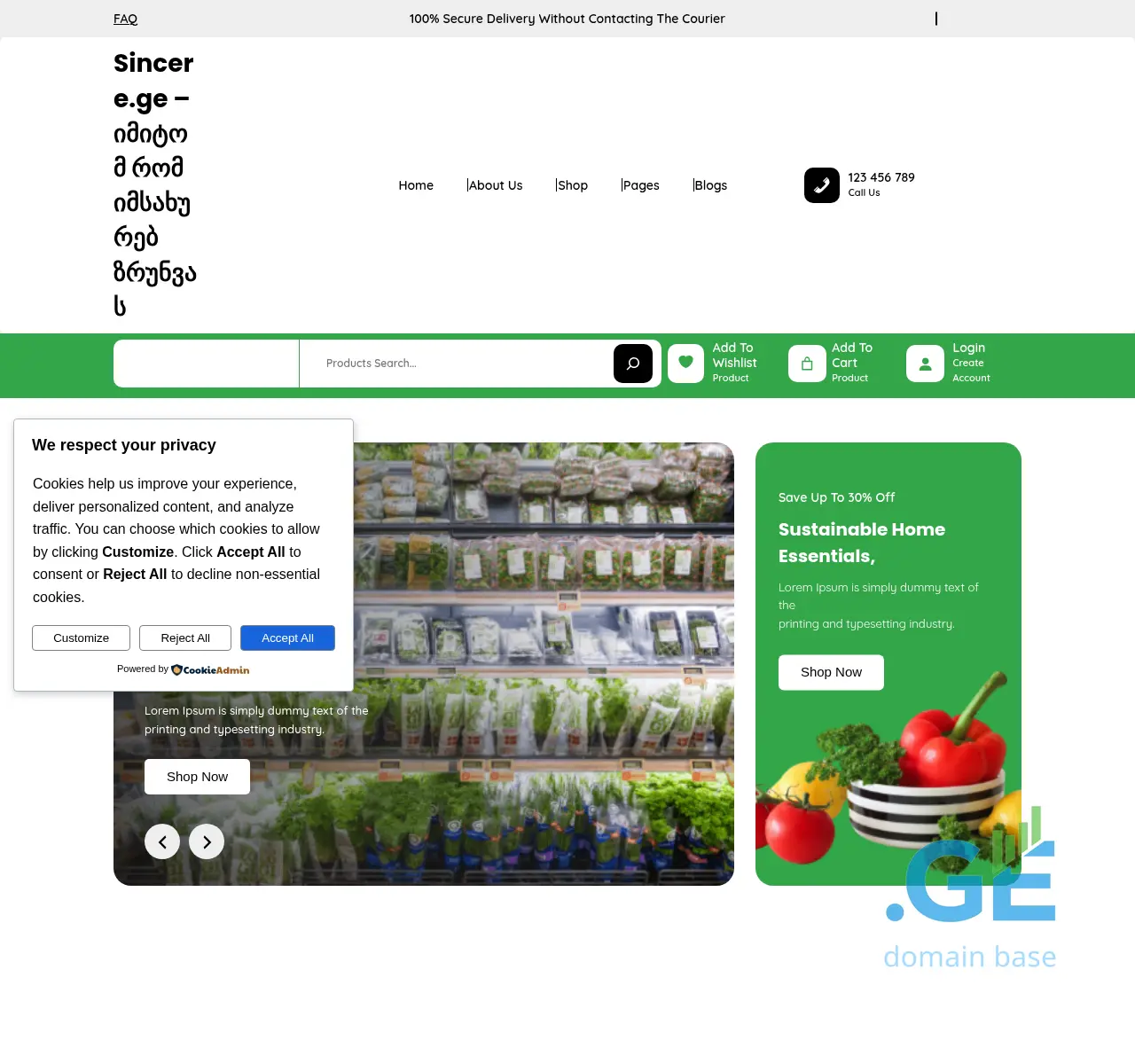 Screenshot of the site sincere.ge at 2025-10-24