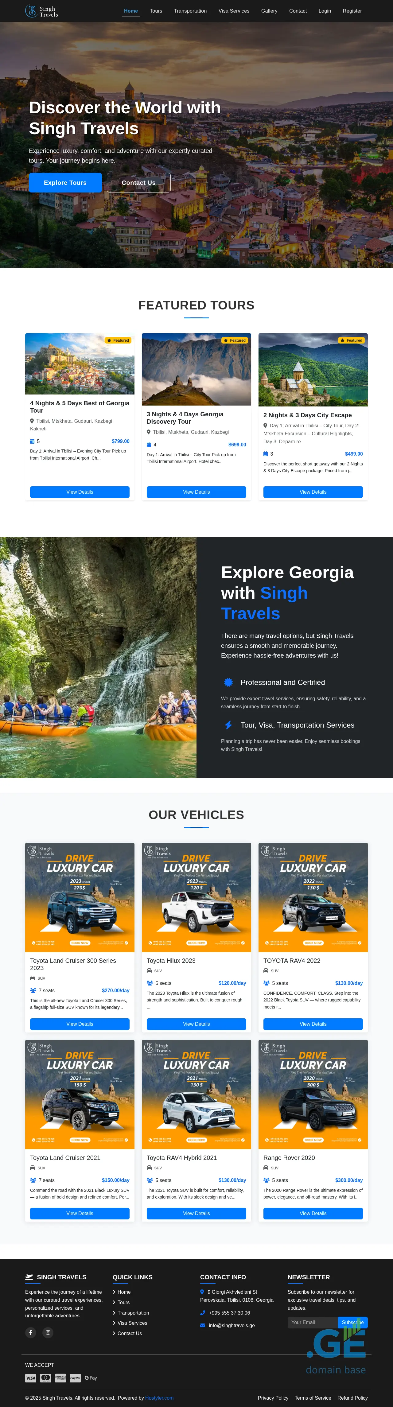 Screenshot of the site singhtravels.ge