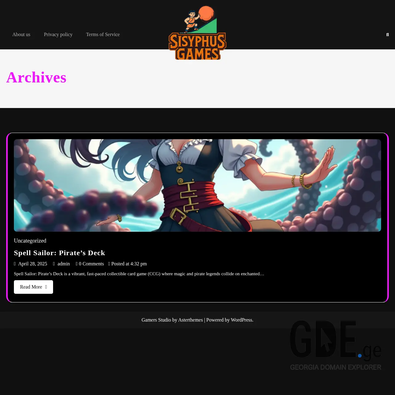 Screenshot of the site sisyphusgames.ge at 2025-12-11