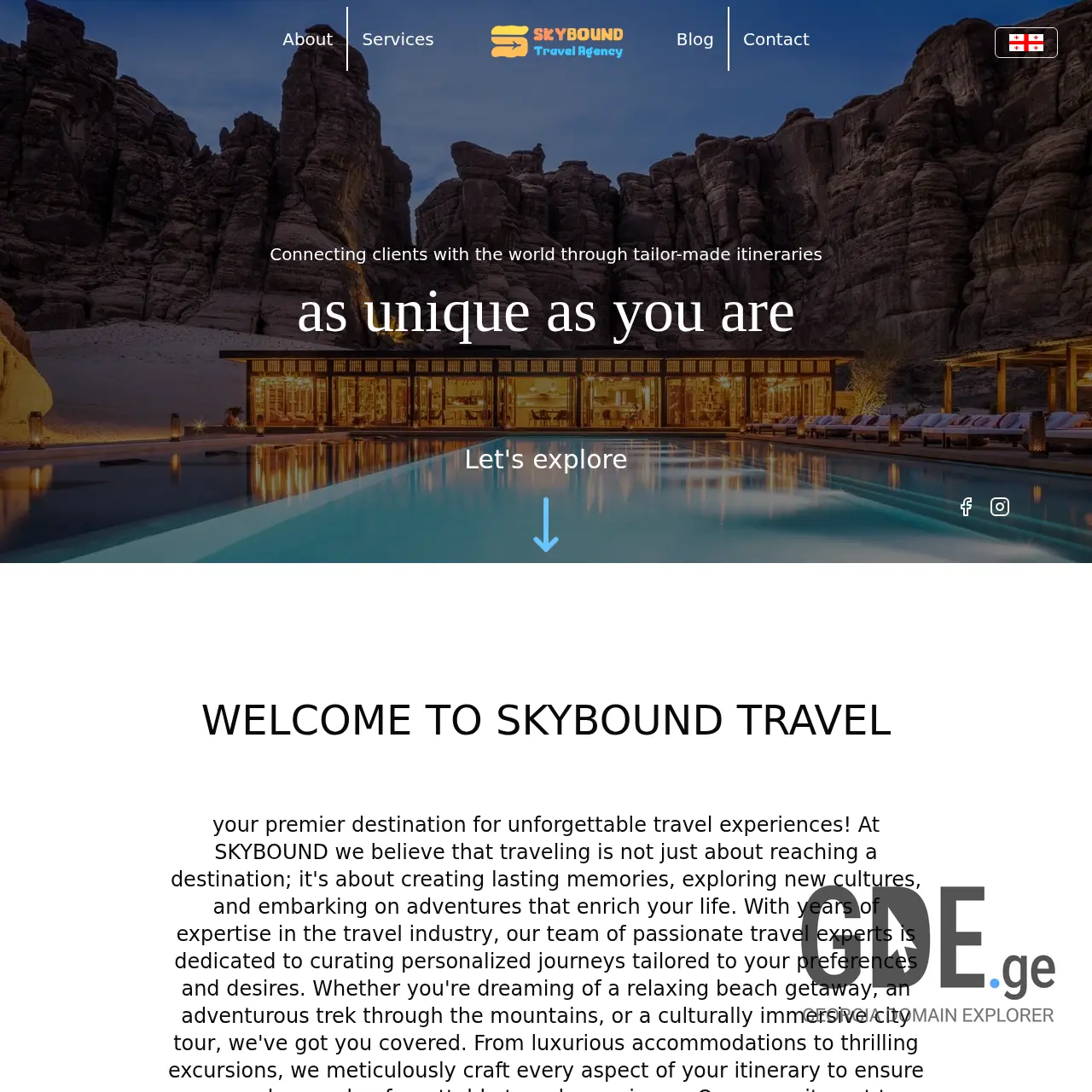 Screenshot of the site skybound.ge at 2025-12-11