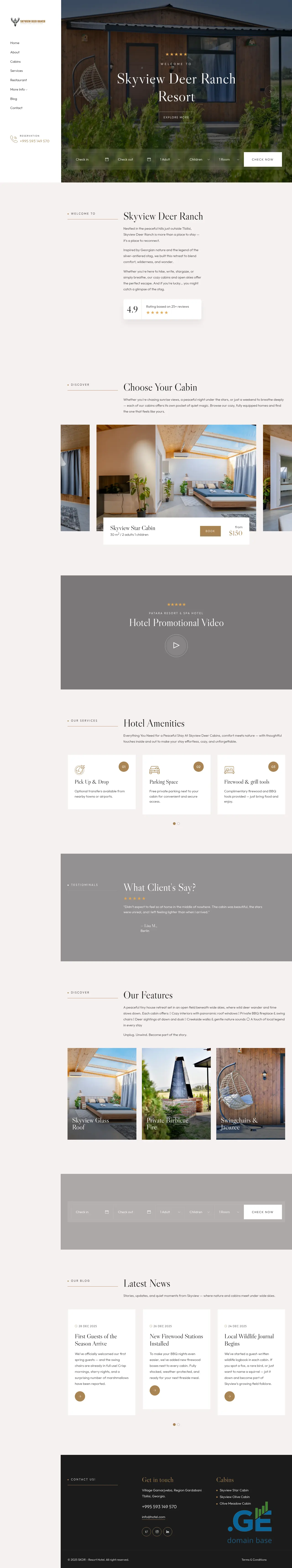 Screenshot of the site skycabins.ge
