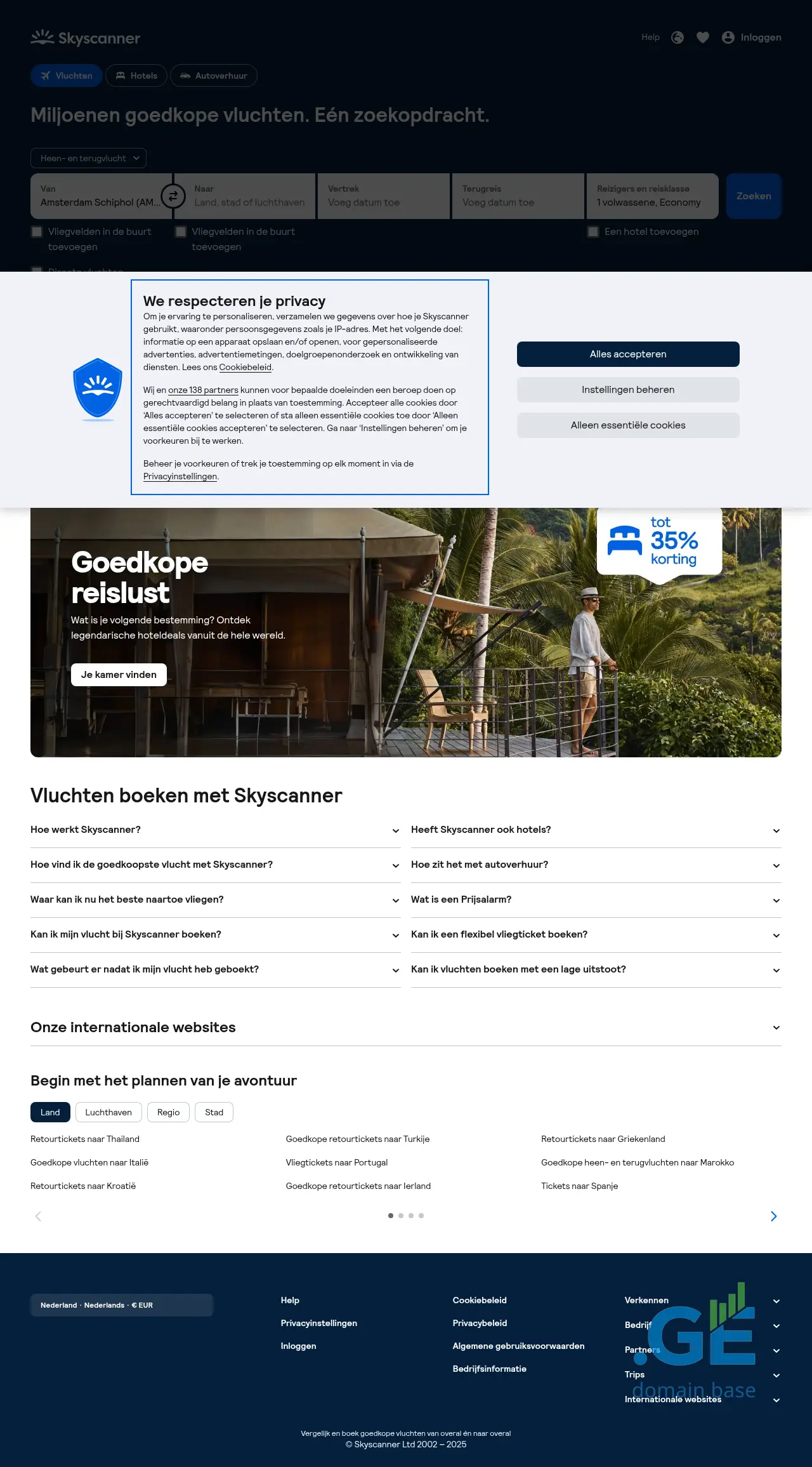 Screenshot of the site skyscanner.ge
