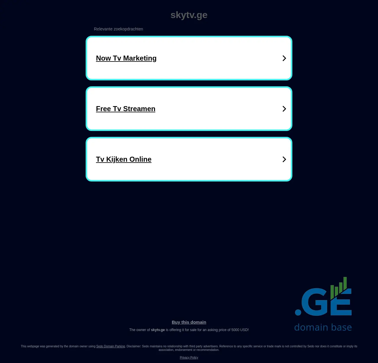 Screenshot of the site skytv.ge