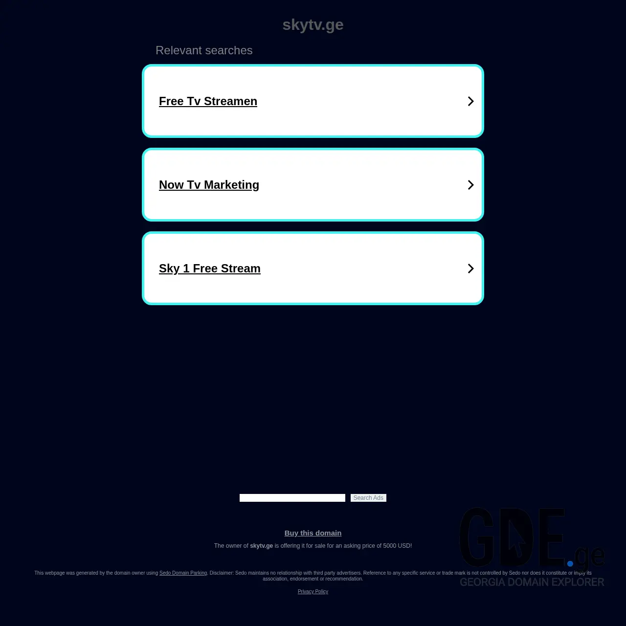 Screenshot of the site skytv.ge at 2025-12-14