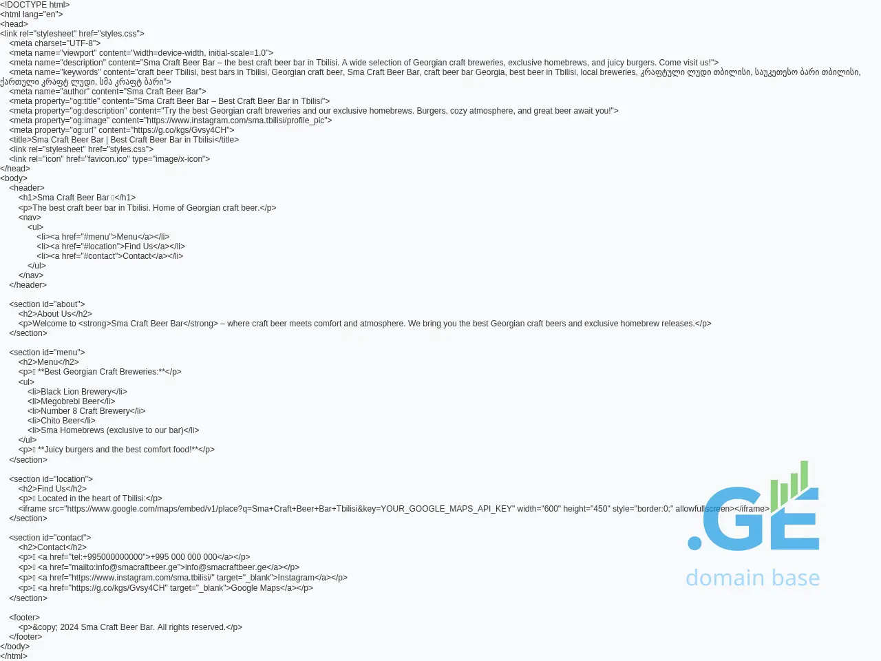 Screenshot of the site smacraftbeer.ge