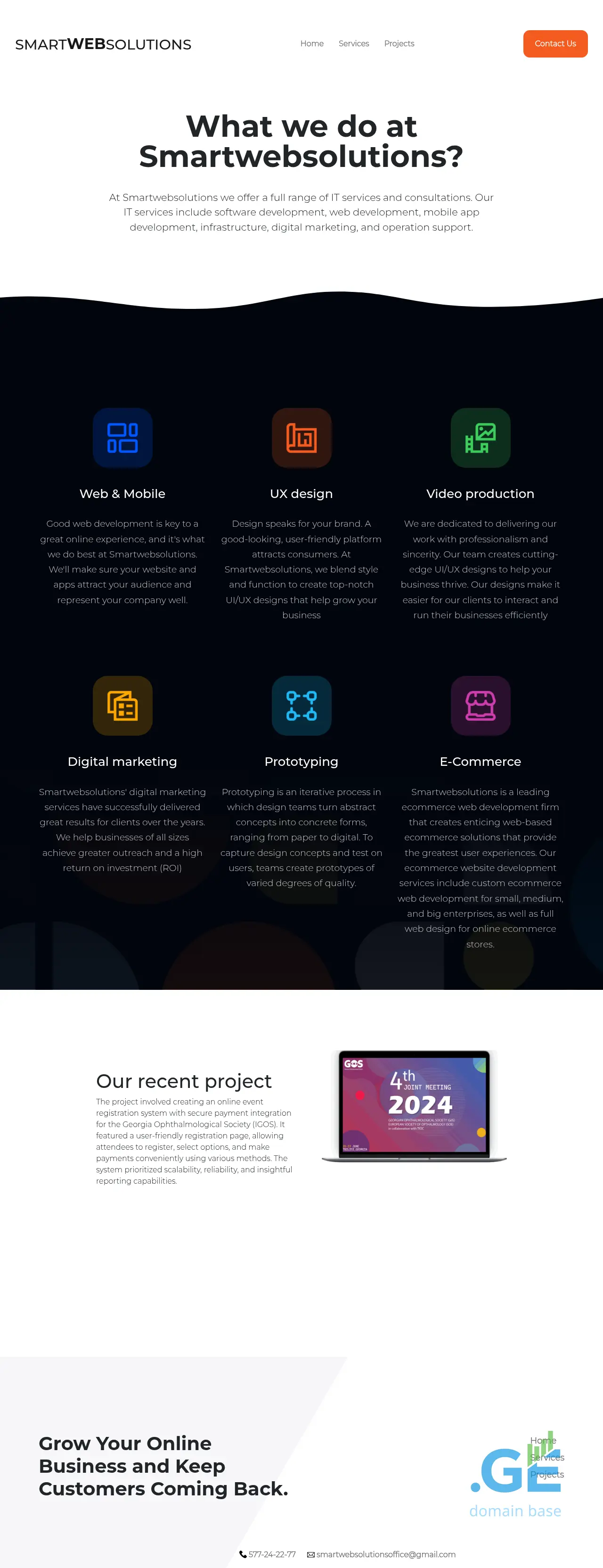 Screenshot of the site smartwebsolutions.ge
