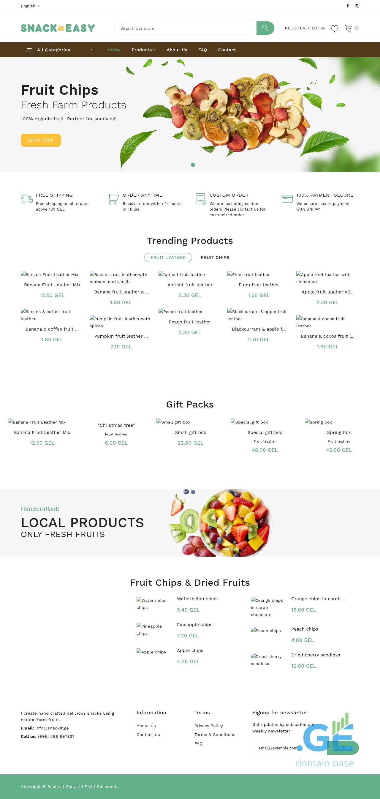 Screenshot of the site snackit.ge