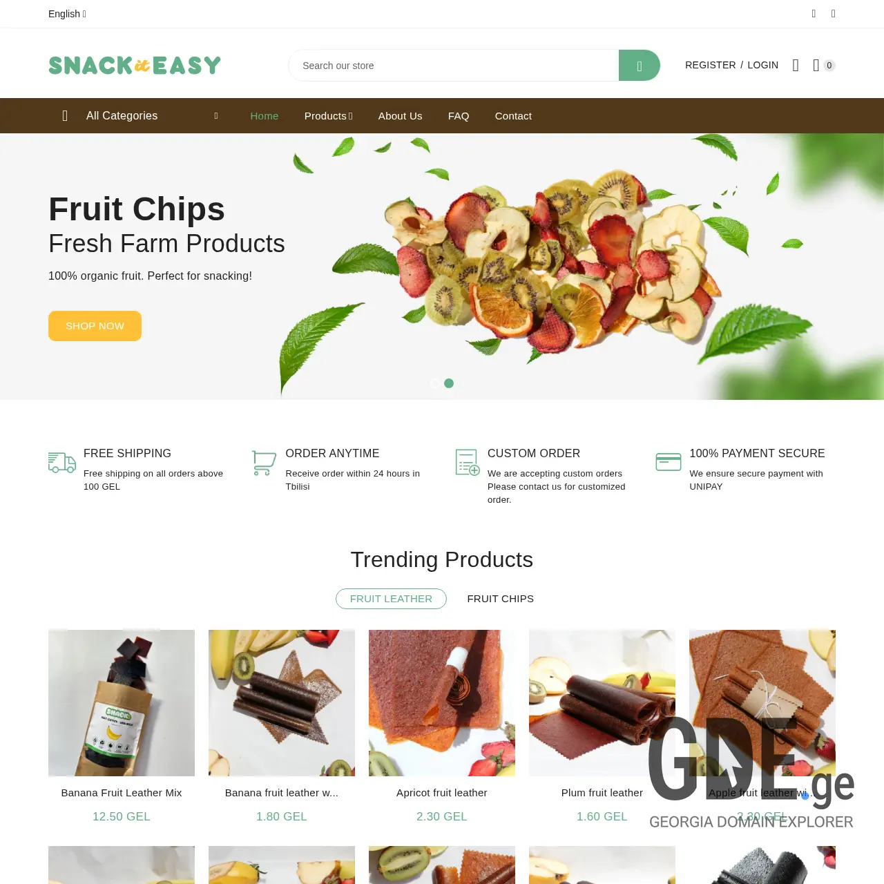 Screenshot of the site snackit.ge at 2025-12-11