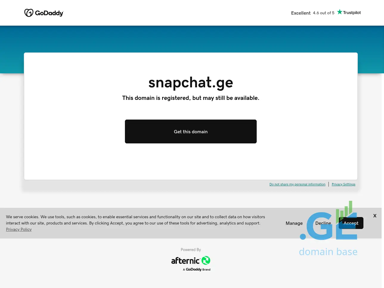 Screenshot of the site snapchat.ge