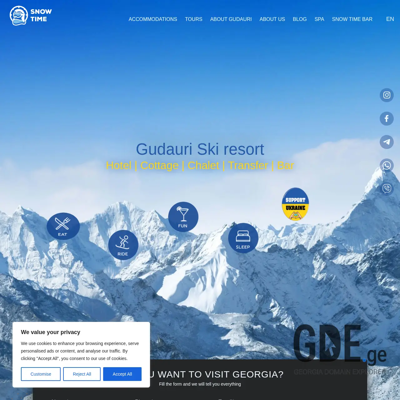 Screenshot of the site snowtime.ge at 2025-12-11