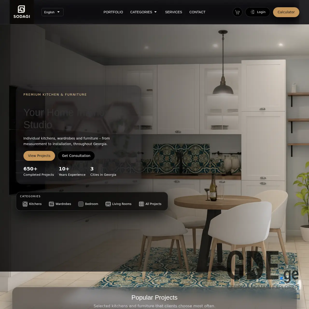 Screenshot of the site sodagi.ge at 2025-12-14