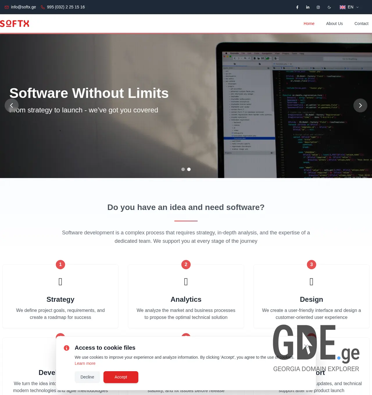 Screenshot of the site softx.ge at 2025-12-01