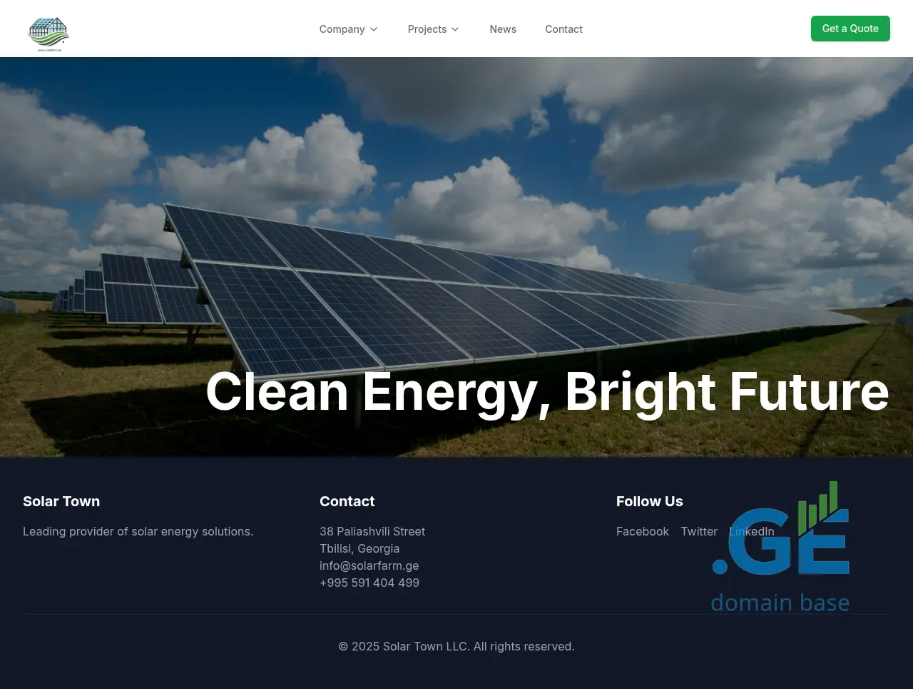 Screenshot of the site solarfarm.ge